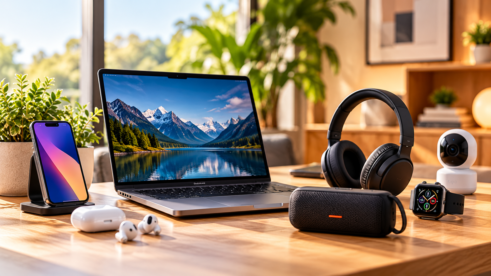 Technology gadgets and modern workspace